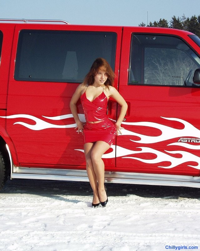 Hot redhead posing and pissing in the snow #76651181