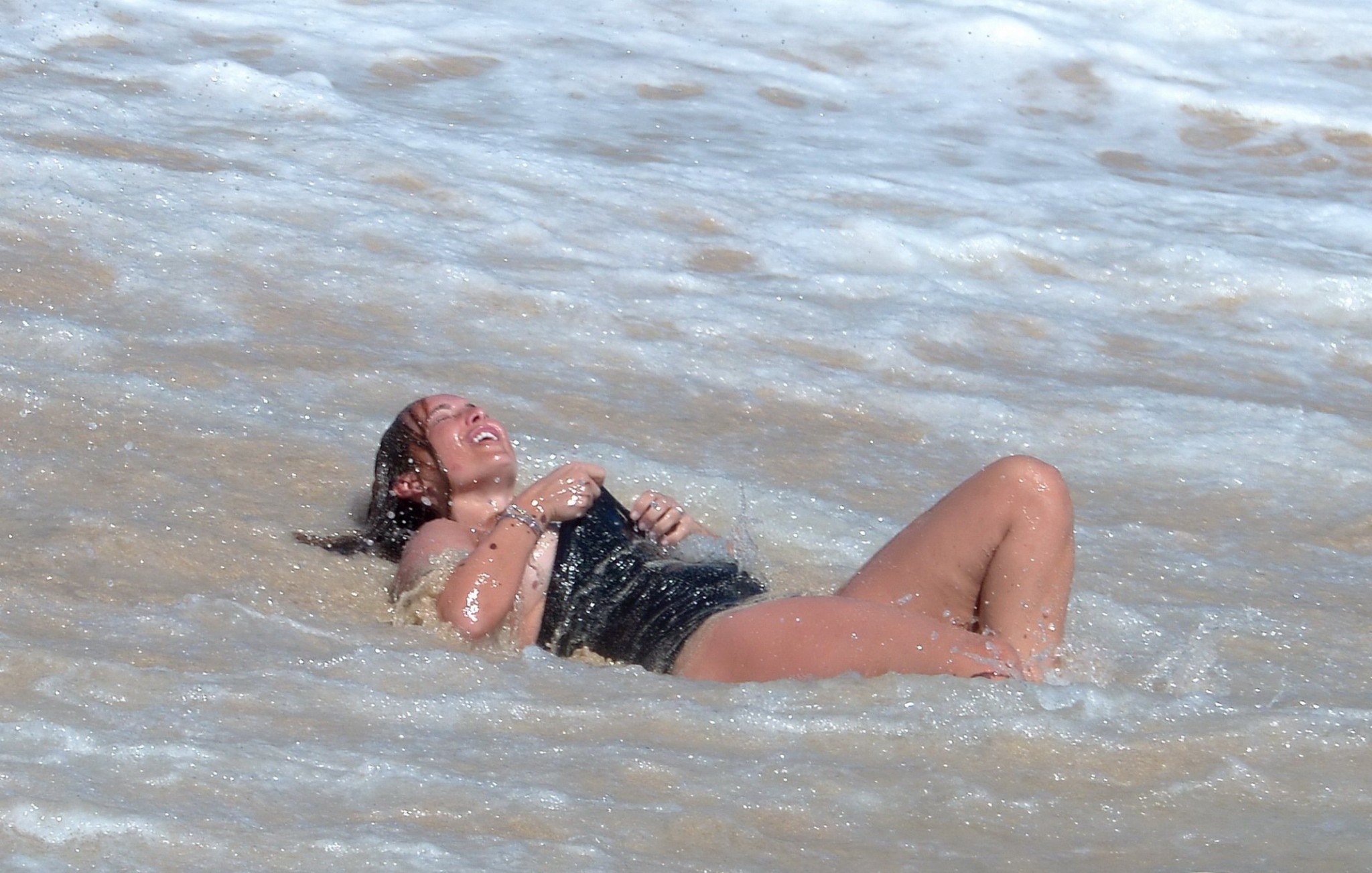 Louise Redknapp shows off her big bare boobs at the beach in StBarts #75174272