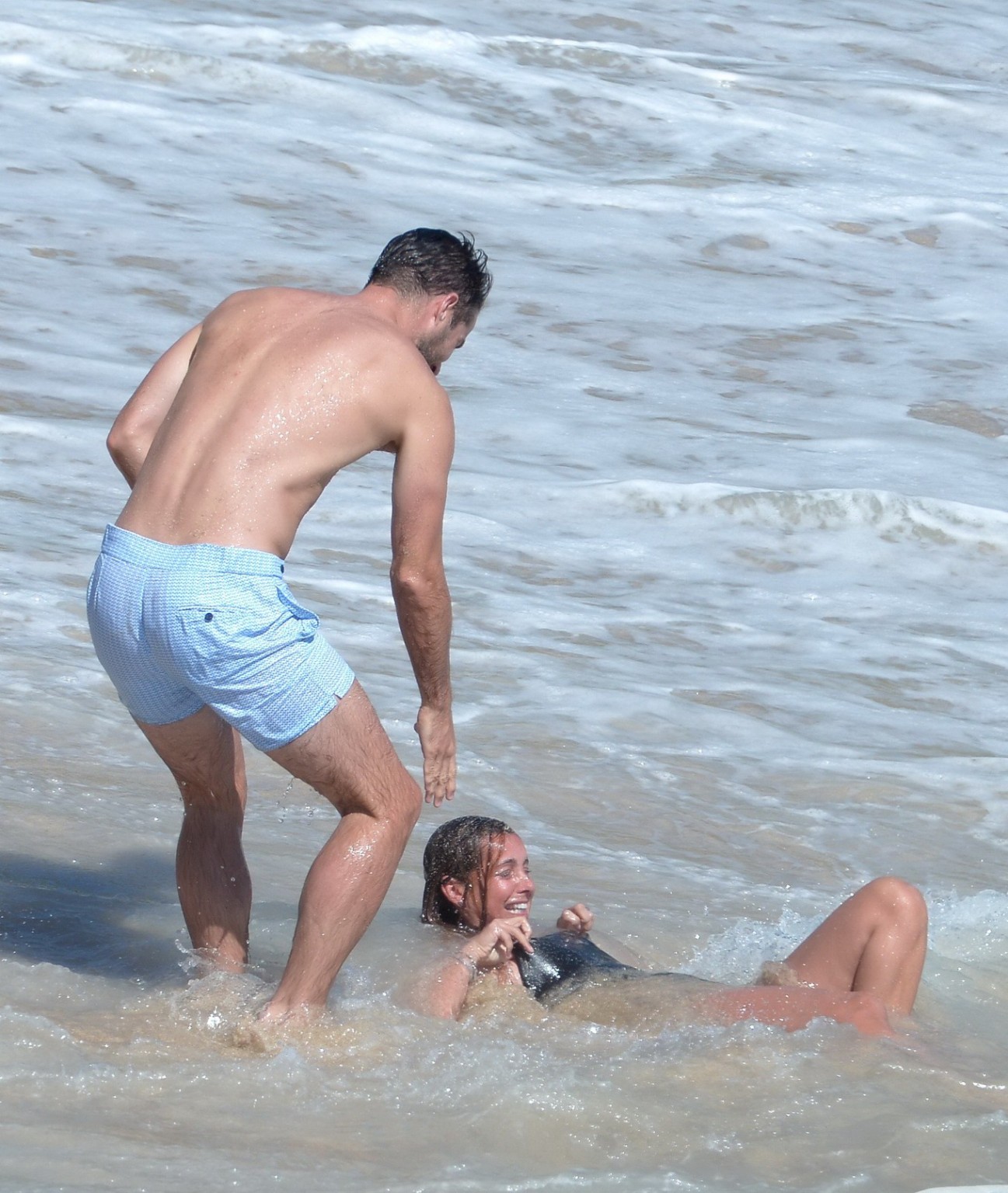 Louise Redknapp shows off her big bare boobs at the beach in StBarts #75174278