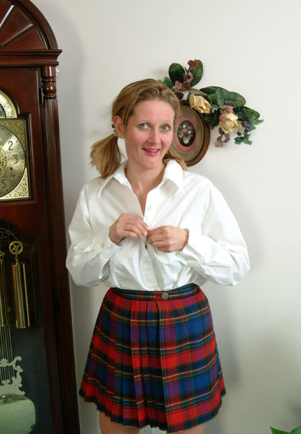 Pigtailed mature in scotch skirt #76603606