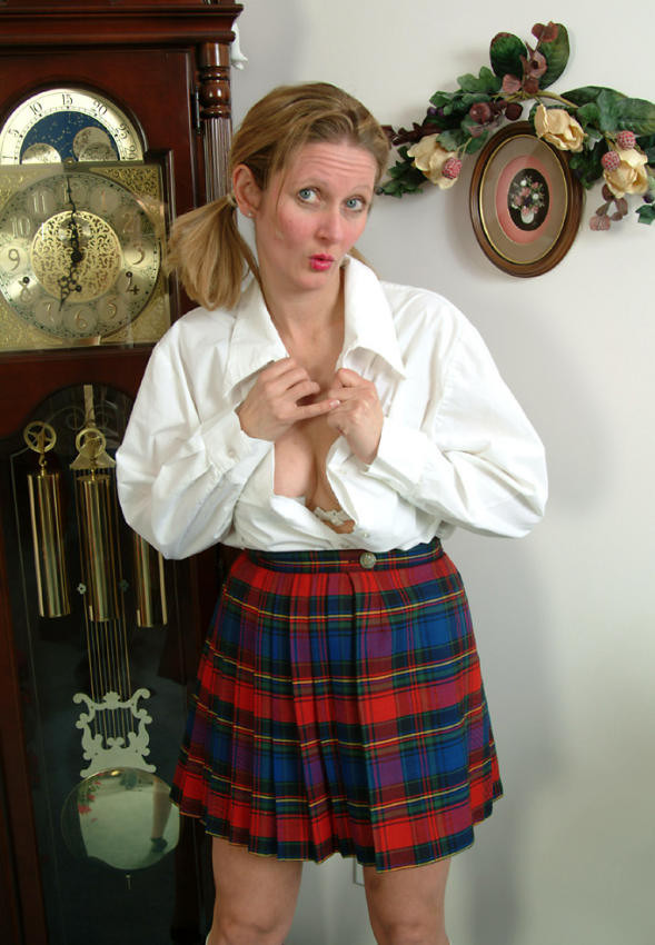 Pigtailed mature in scotch skirt #76603607