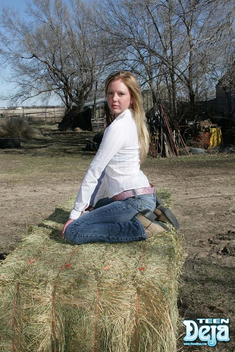 Teen with braces at a farm #74630948