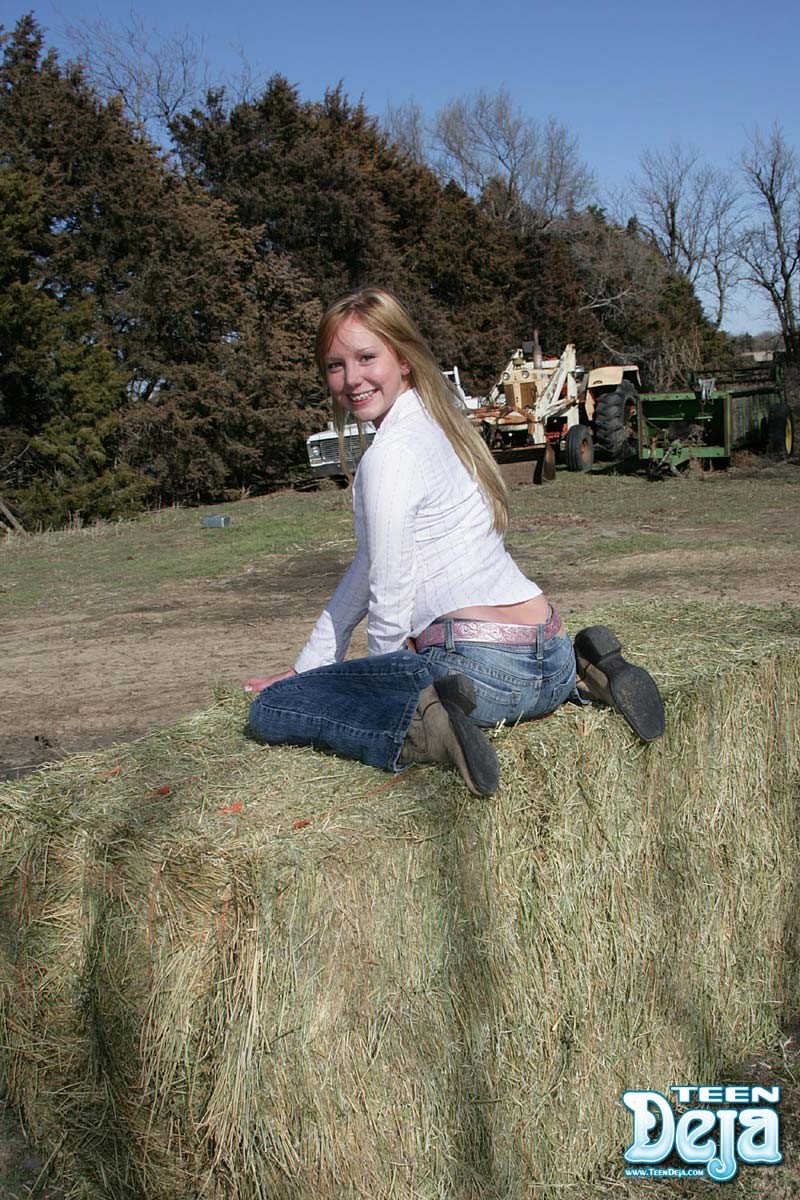 Teen with braces at a farm #74630957