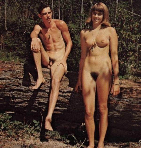 Vintage beach nudist flashing pussies in public #71100521