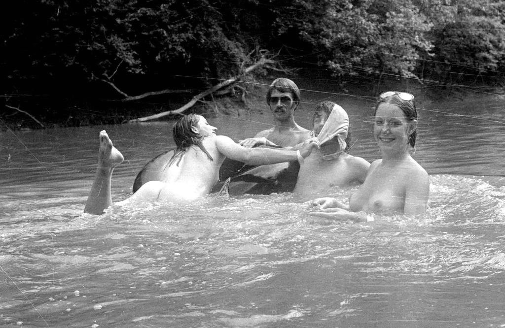 Vintage beach nudist flashing pussies in public #71100585