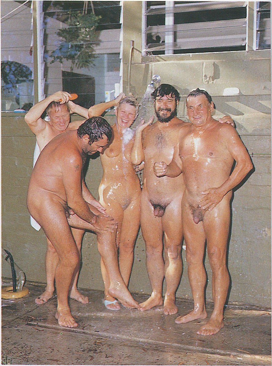 Vintage beach nudist flashing pussies in public #71100595