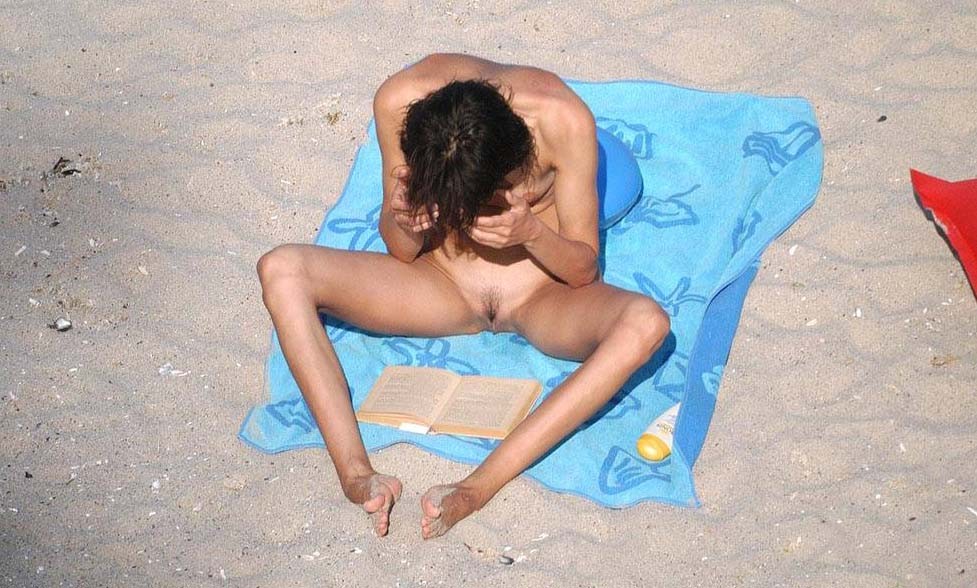 Blonde and brunette nude girls tanning outdoors #72252607