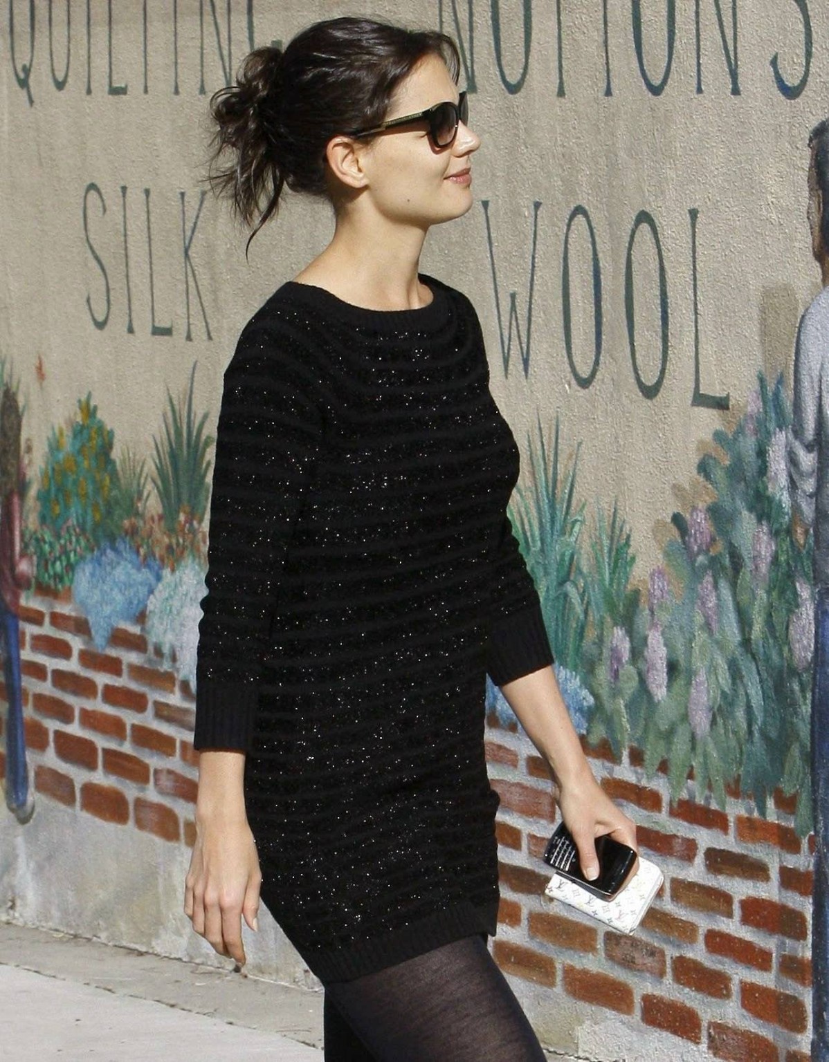 Katie Holmes leggy wearing sexy black pantyhose in LA #75324241