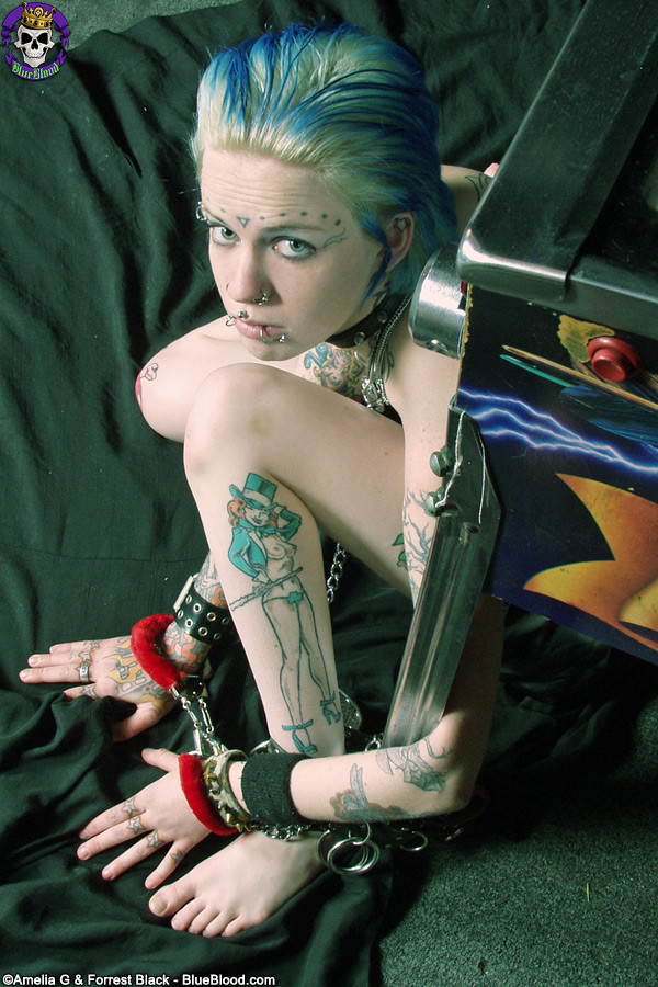 Tattoo punk gets stripped and chained up #76519056
