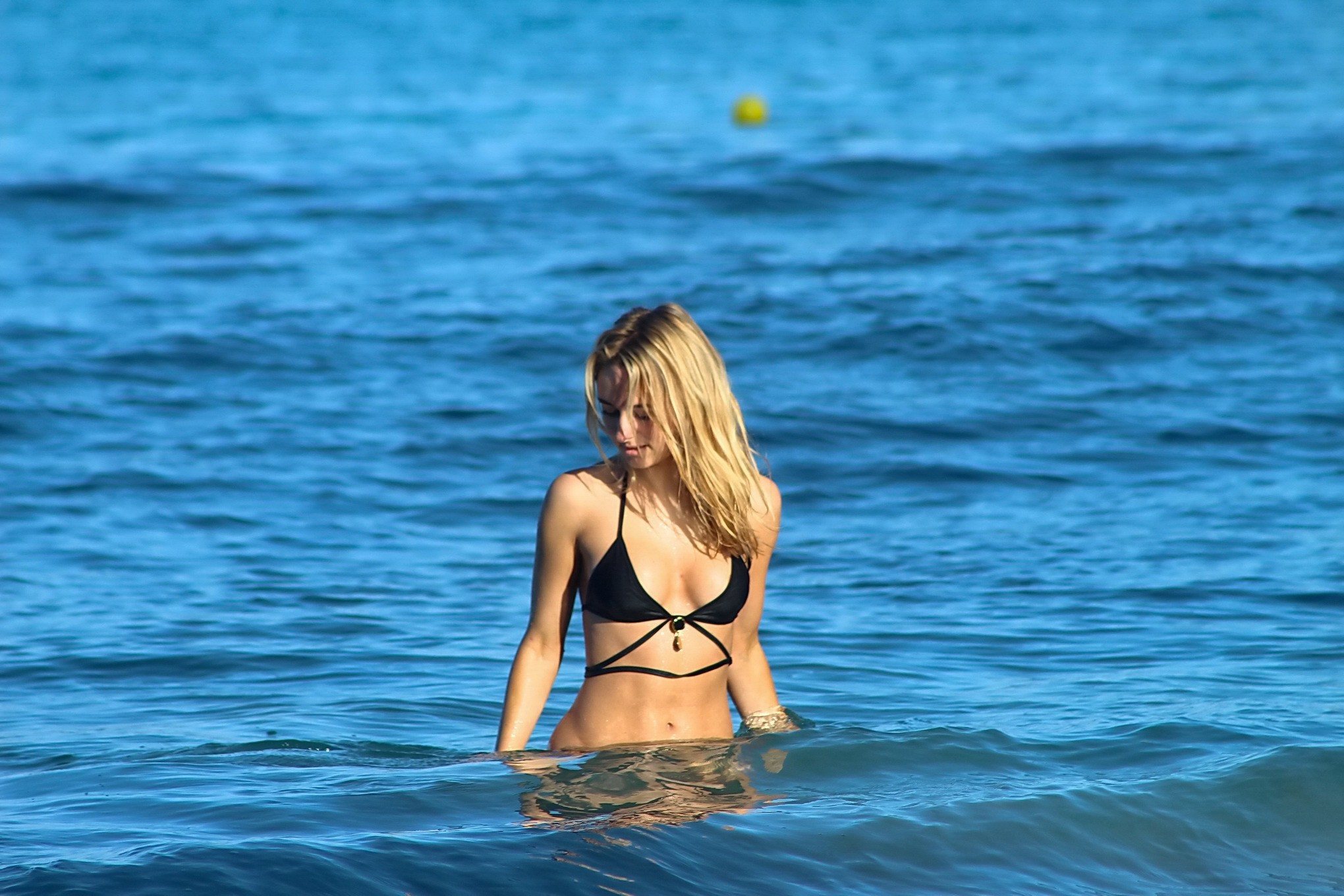 Kimberley Garner wearing tiny black bikini at the beach in Barbados #75175398