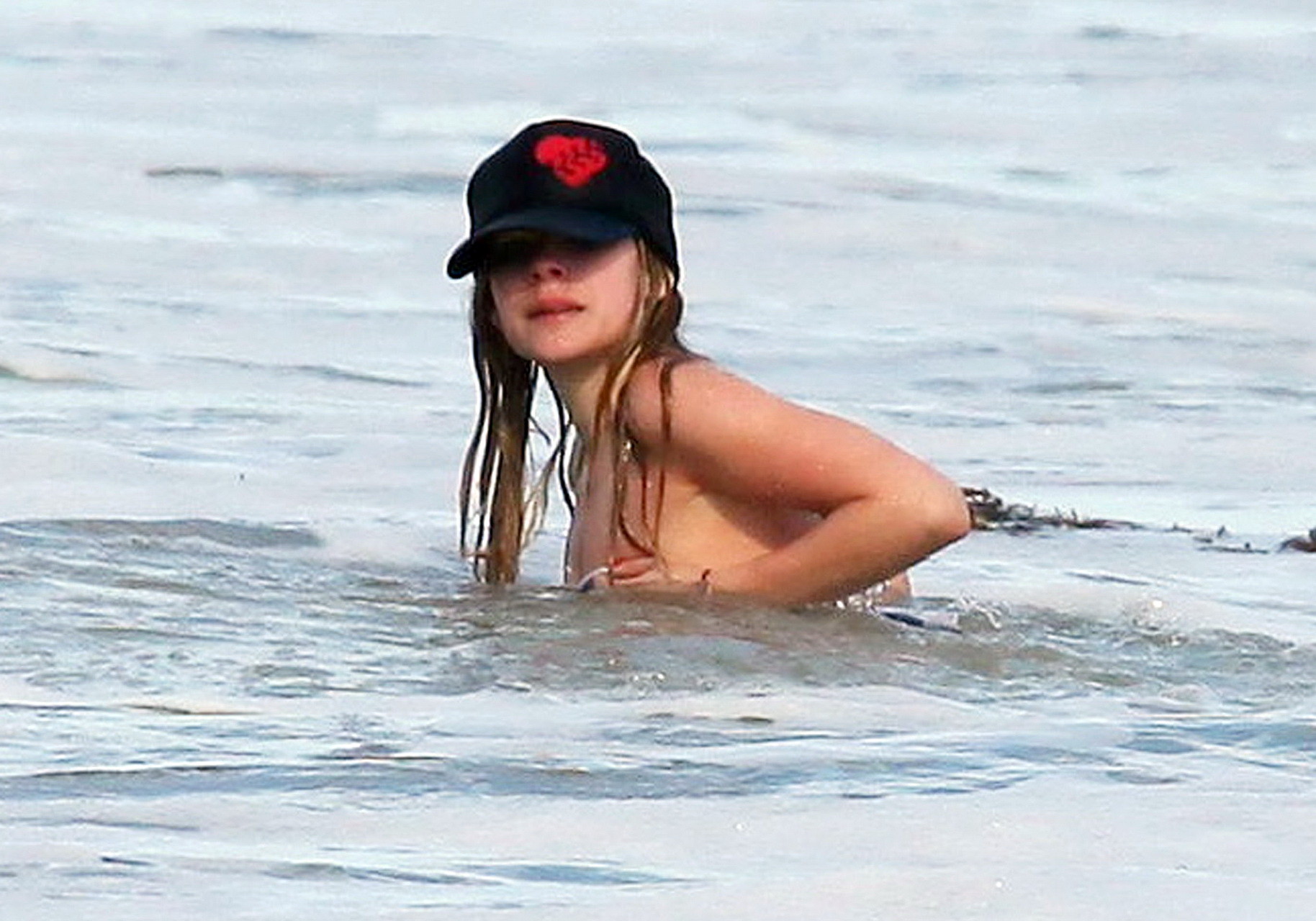 Avril Lavigne bikini nip slip at the beach in Malibu #75338425