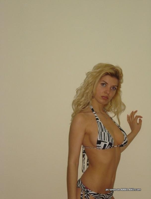 Naughty kinky blonde wife posing in lingerie #75454157