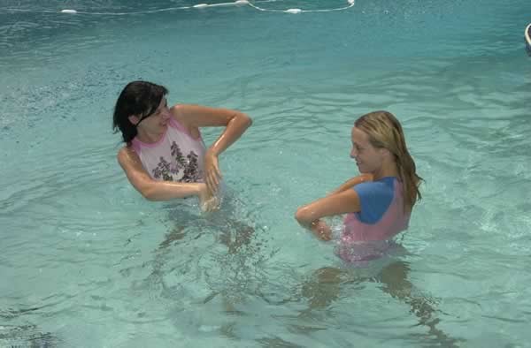 Two teens having fun in the pool #74100081