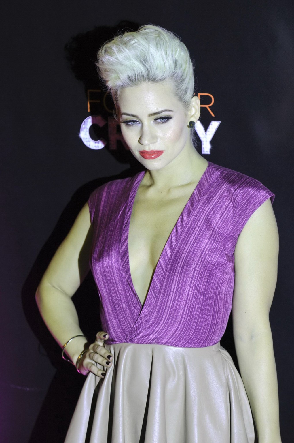 Kimberly Wyatt braless showing huge cleavage in a hot bell shaped mini dress at  #75252198