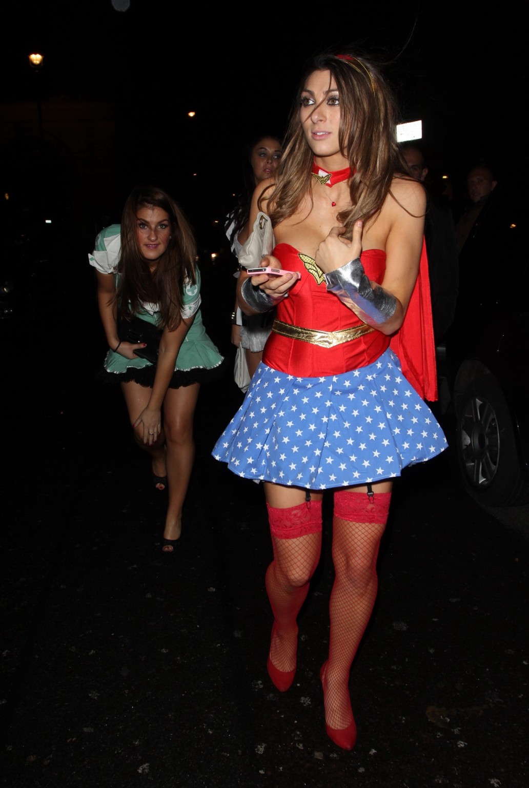 Luisa Zissman cleavy and leggy dressed as Wonder Woman for Halloween leaving Mah #75214122