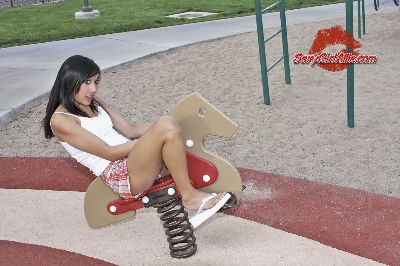 Skinny asian amateur teen at playground outside #69918222