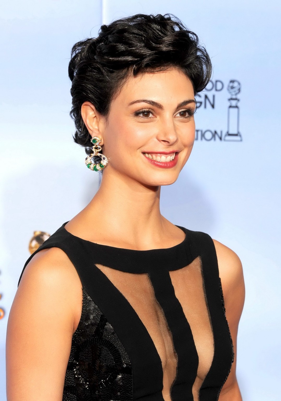 Morena Baccarin braless wearing sexy black dress at the Golden Globes 2012 #75276468