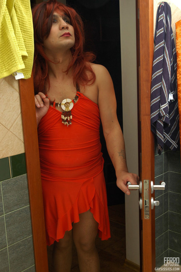 バスルームで女装した男がケツマンコしてザーメン発射
 #75686144