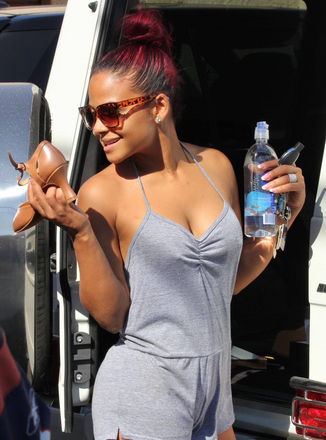 Christina Milian braless wearing tiny gray sports outfit at the Dancing with the #75218462