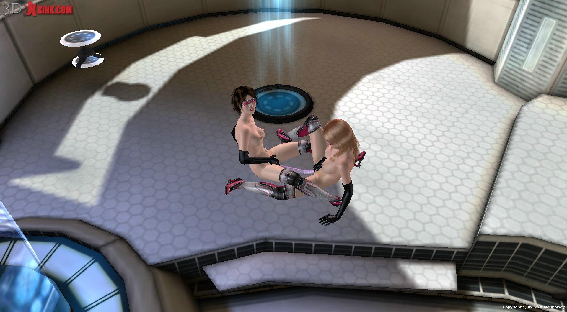Dos chicas lesbianas en acción sexual virtual en la estación espacial en 3d
 #69357758