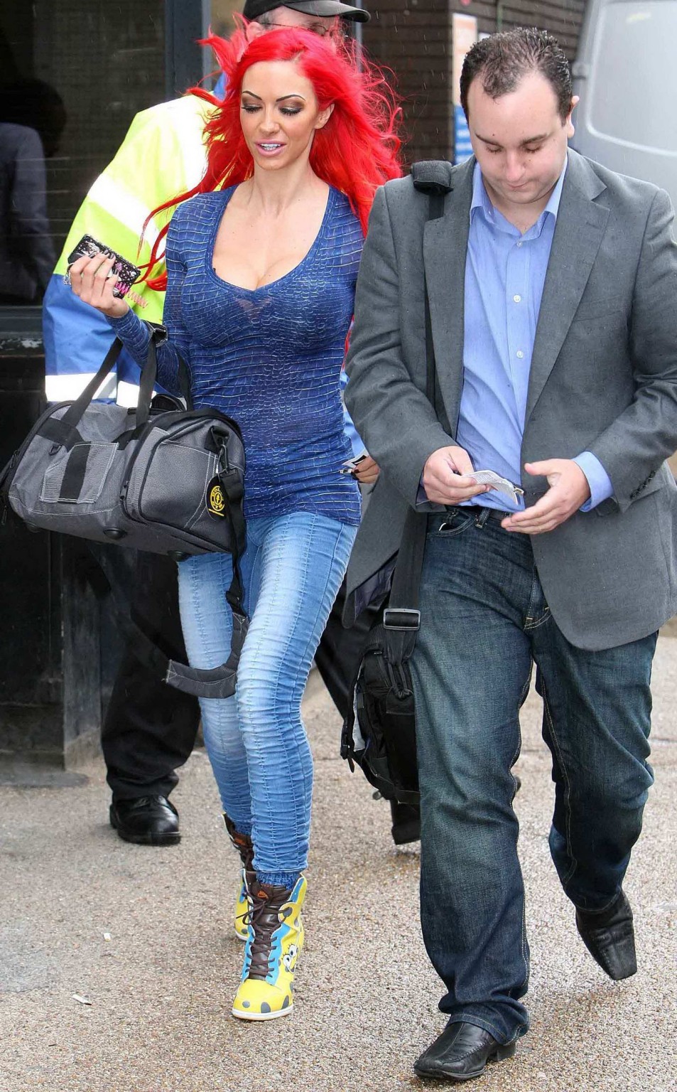 Jodie Marsh showing her curvy body in tight top  jeans leaving ITV Studios #75257136