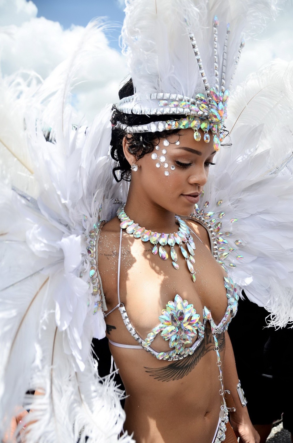 Rihanna wearing tiny carnival costume at Kadooment Day Parade in Barbados #75222414