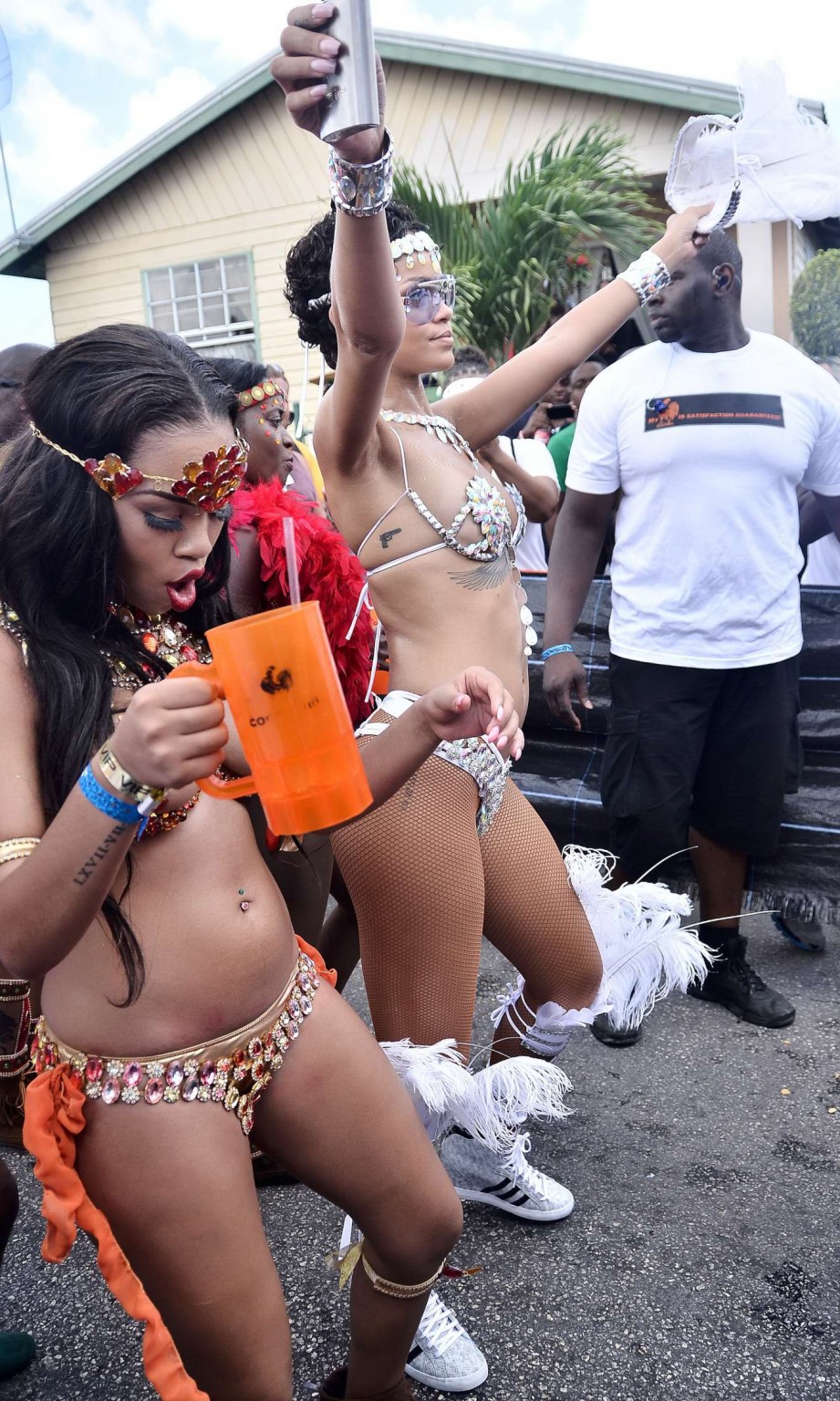 Rihanna wearing tiny carnival costume at Kadooment Day Parade in Barbados #75222555