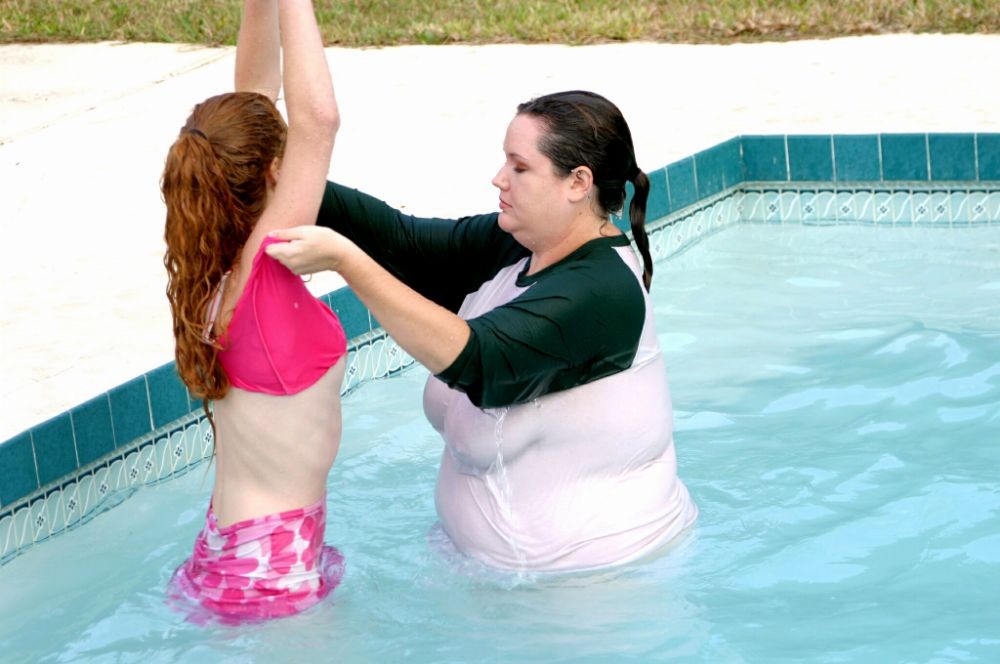 Big babe with huge boobs playing in pool #75555669