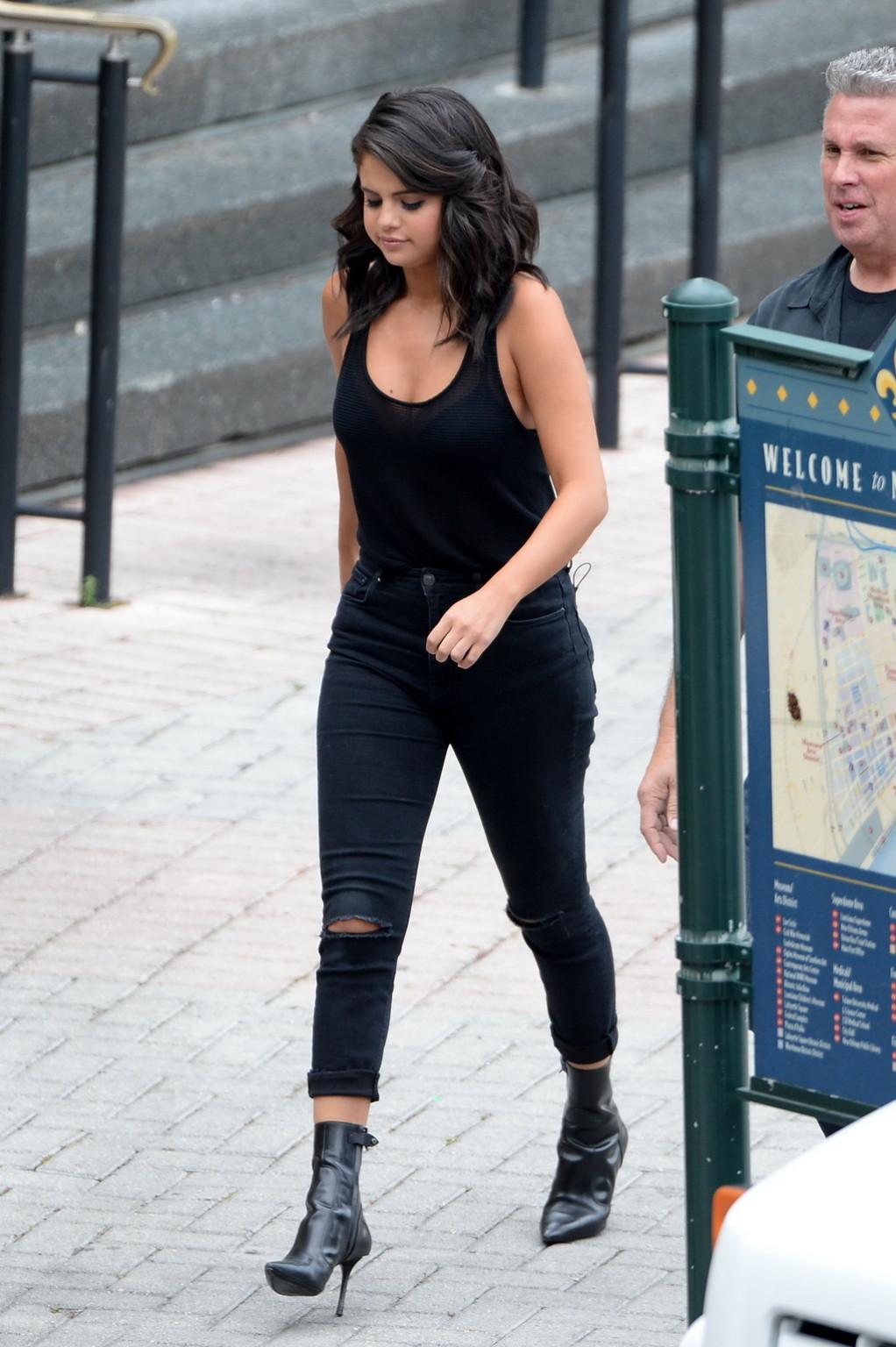 Selena Gomez see through to bra at The Big Short set in New Orleans #75164513