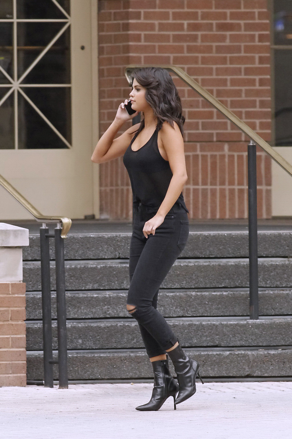 Selena Gomez see through to bra at The Big Short set in New Orleans #75164561