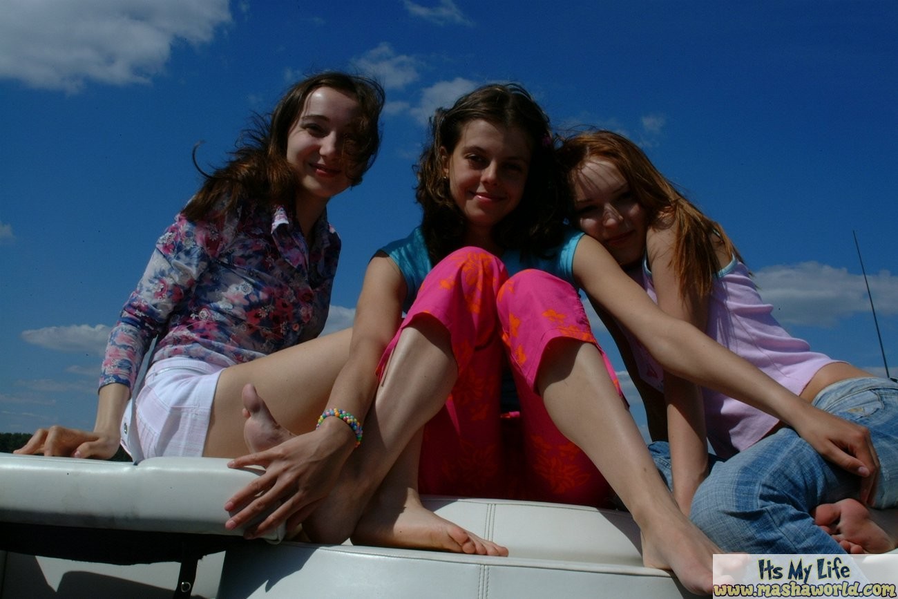 Three russian teen lesbians play on a boat #70691659