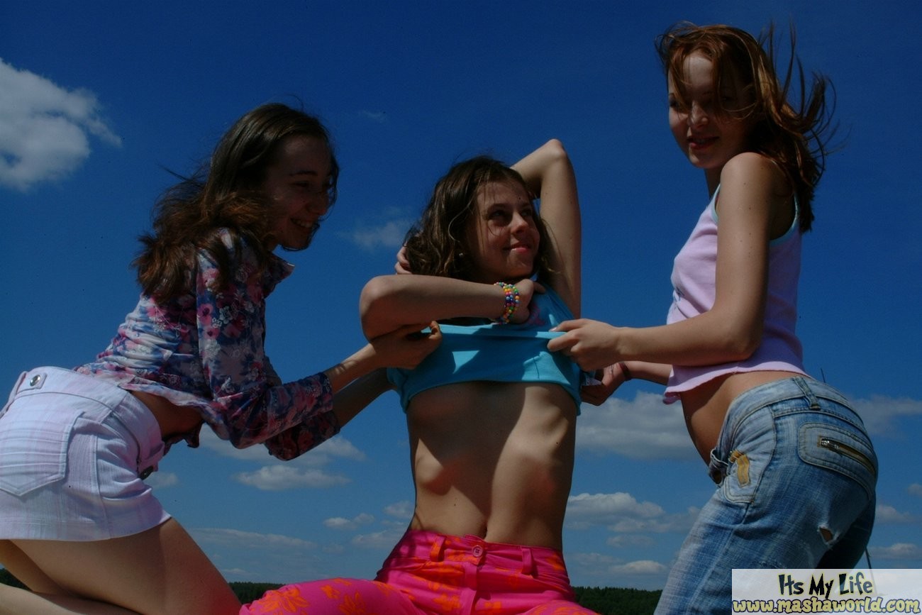 Three russian teen lesbians play on a boat #70691664