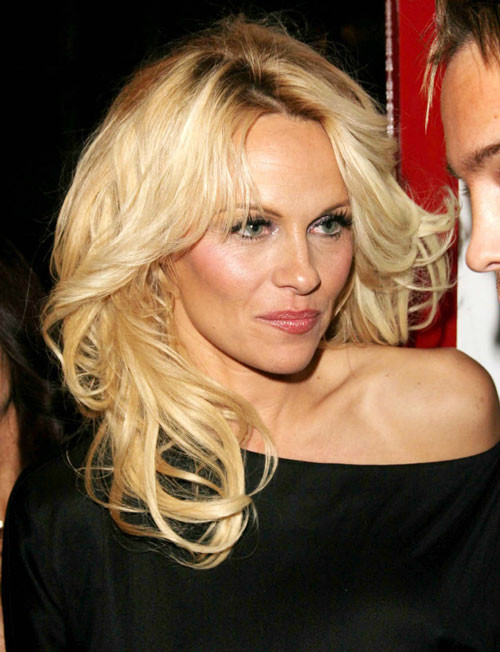 Pamela Anderson exposed ass in black dress paparazzi pictures #75440970