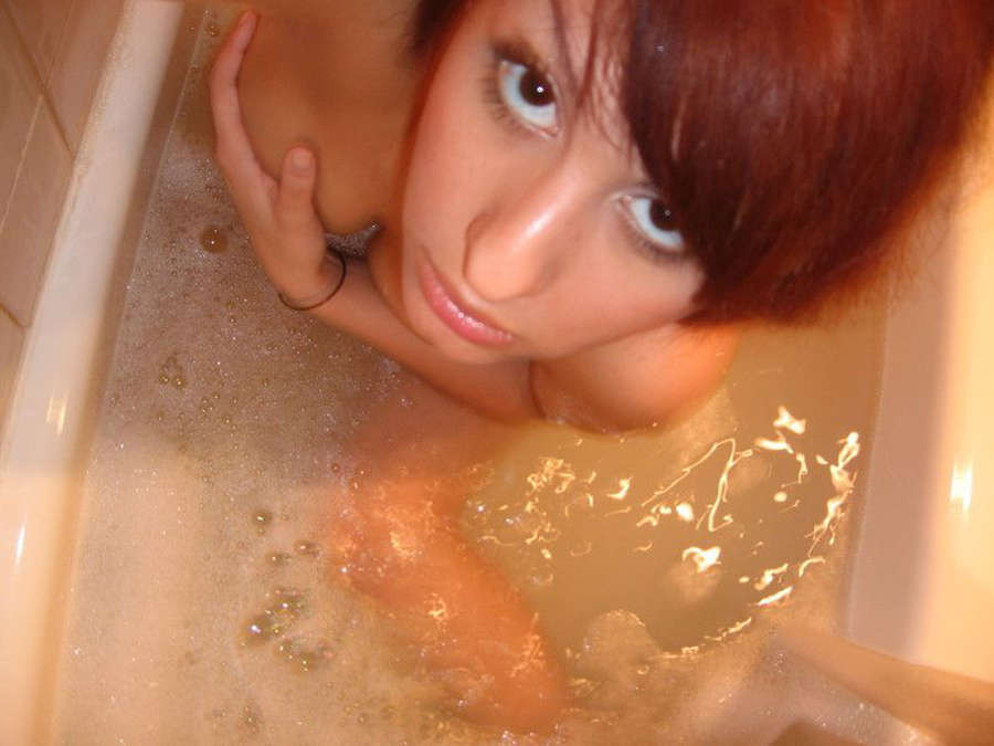 Tattooed teen brunette selfshooting in the bathroom #68308969