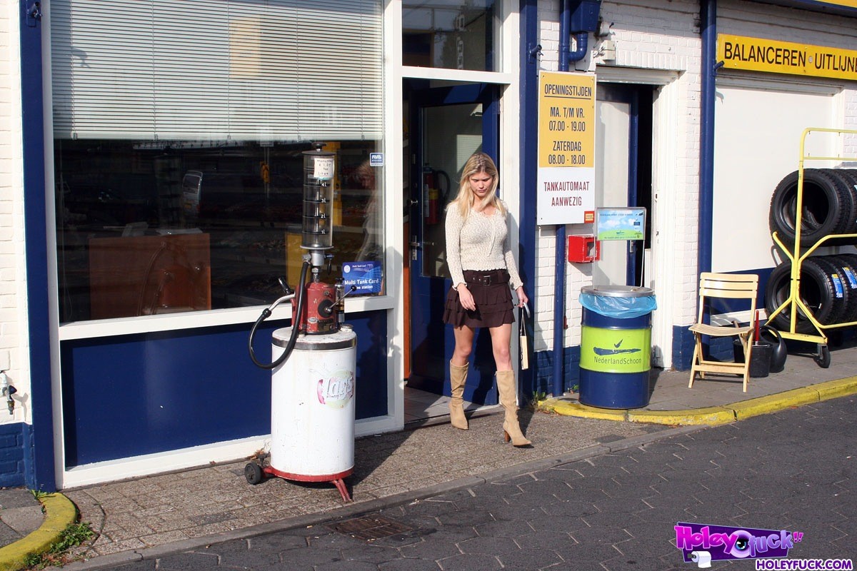 Blonde honey gets a big toilet surprise trough the wall #78902890