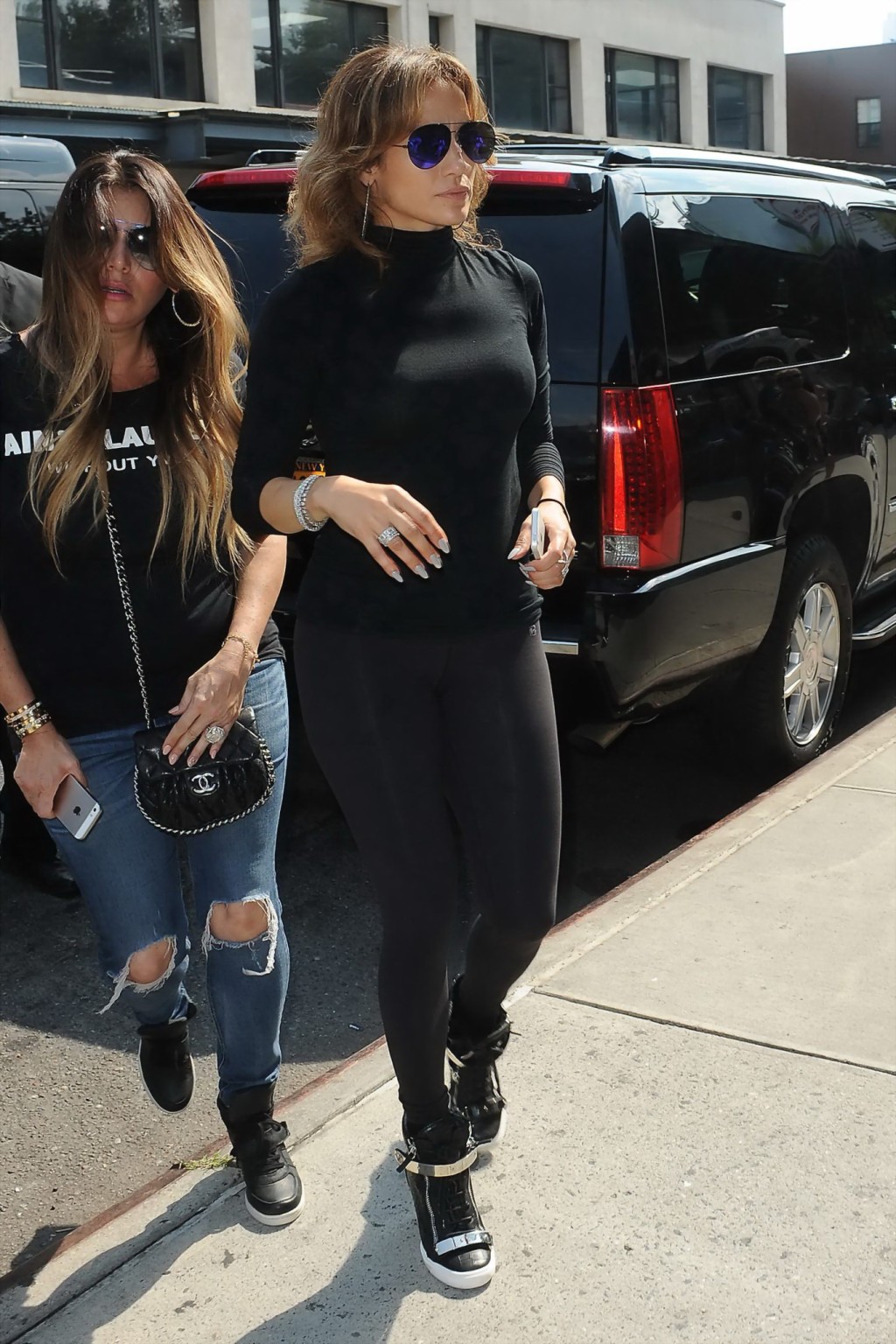 Jennifer Lopez showing round ass in a black tights while out in NYC #75186604