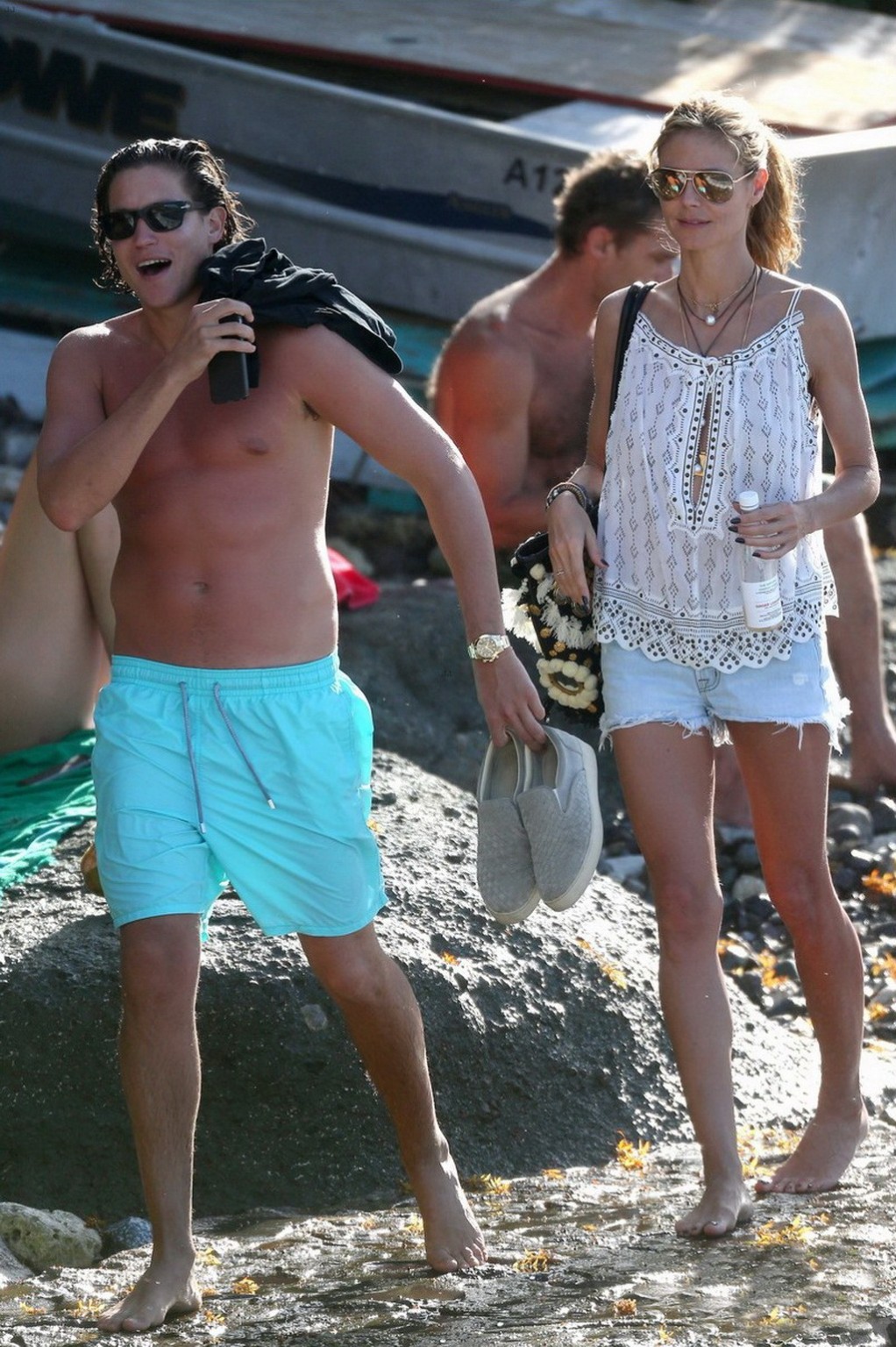 Heidi Klum caught topless in a white thong during a vacation in StBarts #75177371