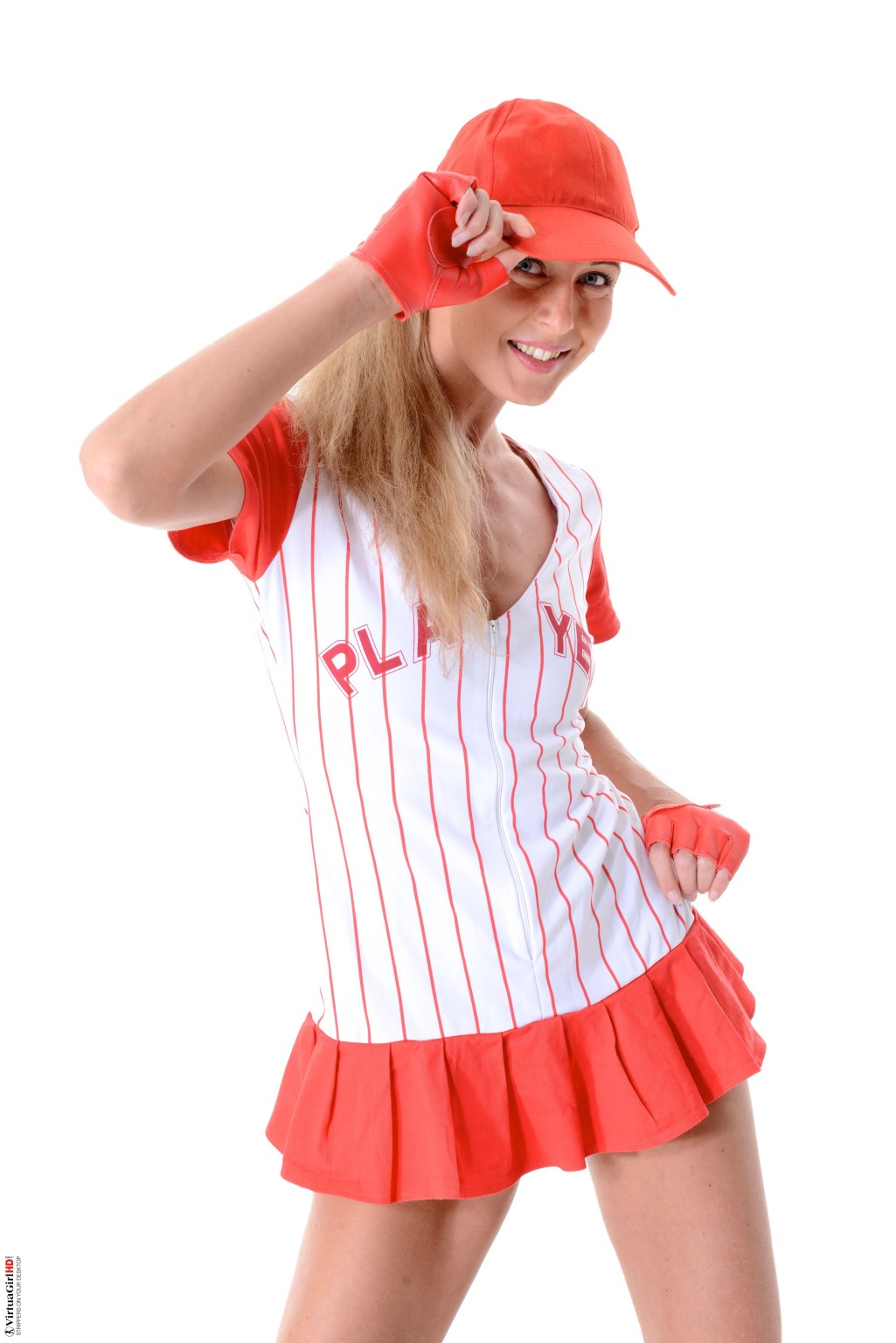 Blonde Babe trägt Baseball-Outfit
 #71204534