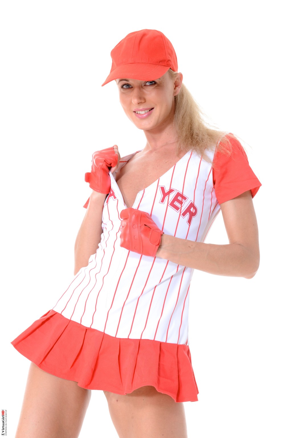 Blonde Babe trägt Baseball-Outfit
 #71204584