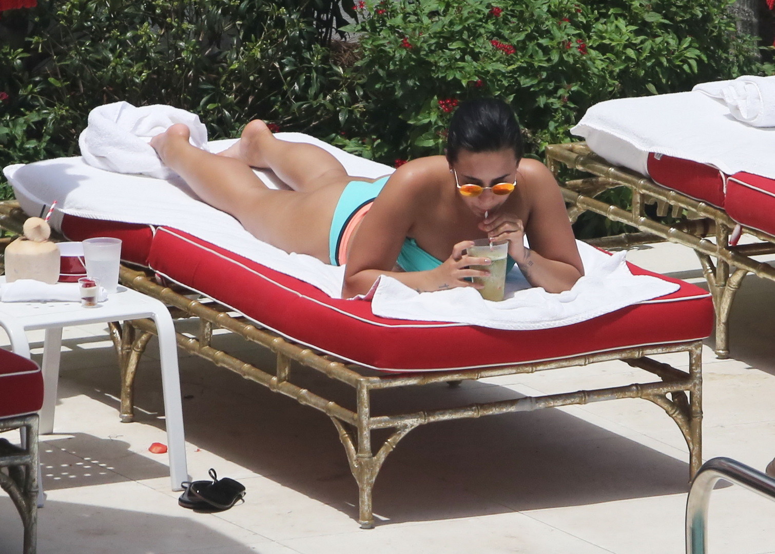 Demi Lovato shows off her ass in a bright blue bikini #75140653