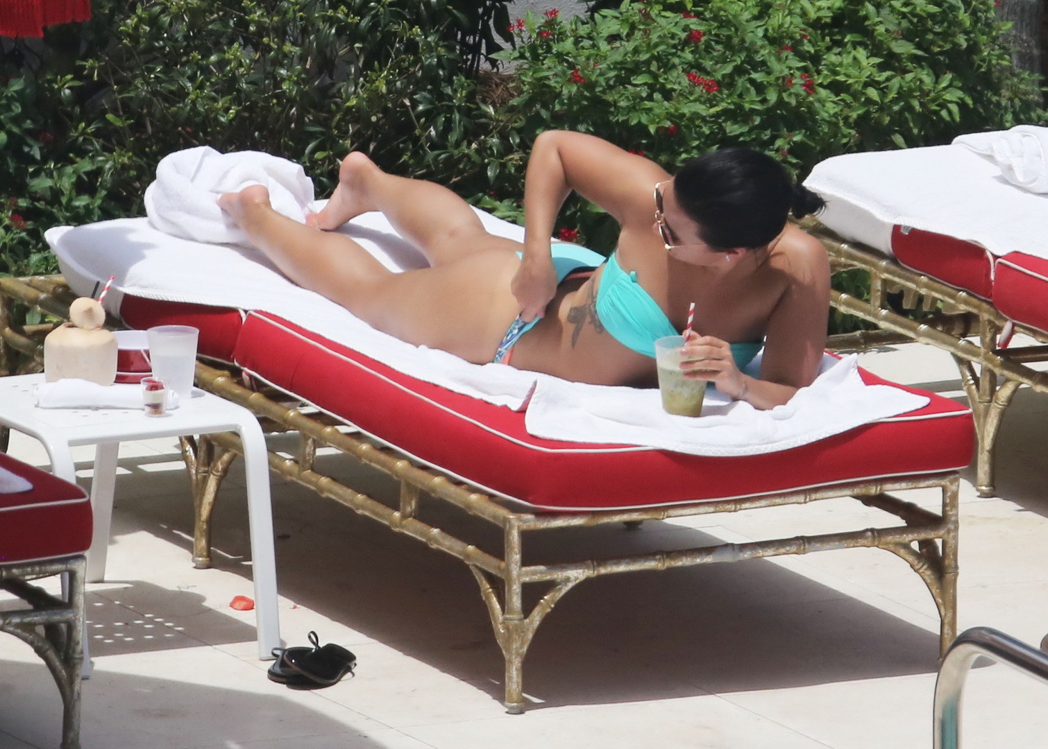 Demi Lovato shows off her ass in a bright blue bikini #75140657