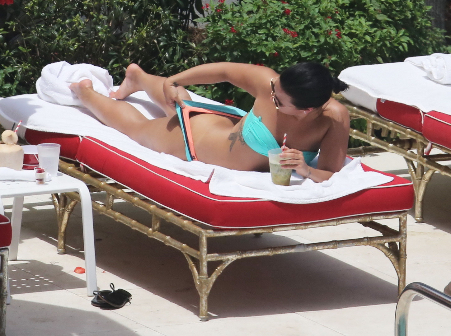 Demi Lovato shows off her ass in a bright blue bikini #75140673