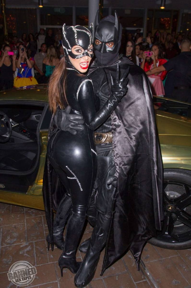 Kim Kardashian in Cat Woman Costume at Halloween #72475310