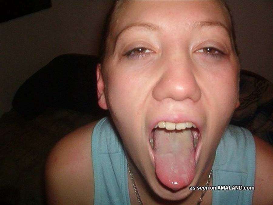 Real amateur girlfriend taking a cum facial