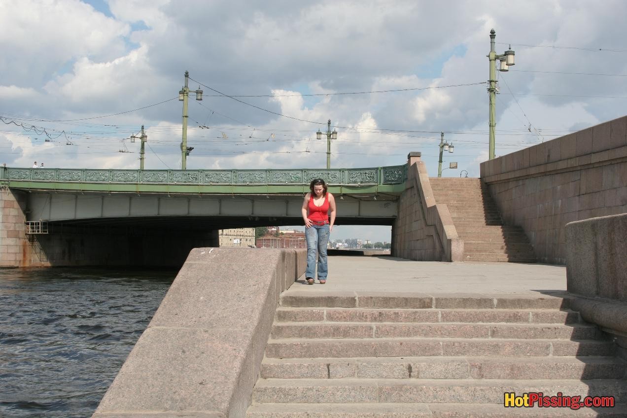 Big-breasted fatty demonstrates her luscious peeing koochie riverside #76524160