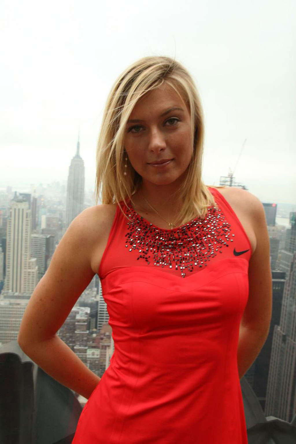 Maria Sharapova showing sexy legs and nice ass in red dress #75368278