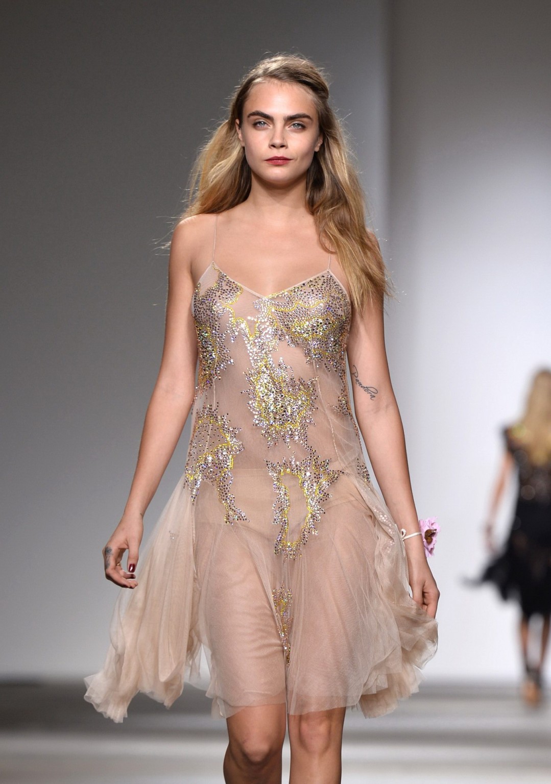 Cara Delevingne see through to panties at the Topshop Unique show during London  #75185531