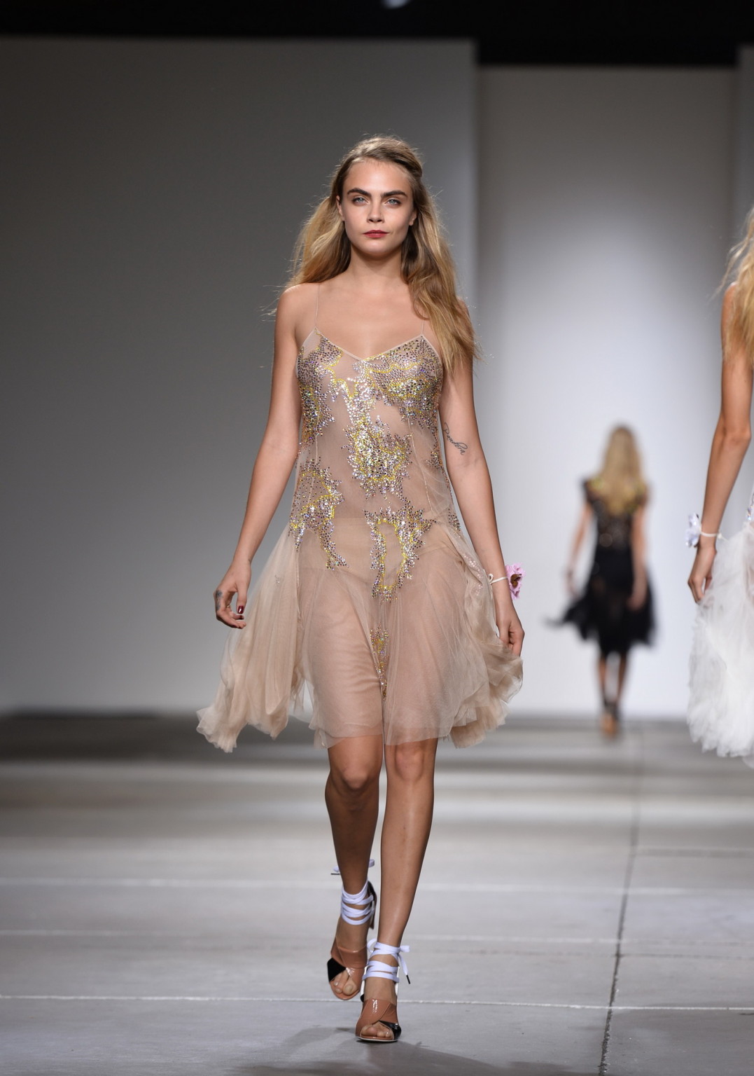 Cara Delevingne see through to panties at the Topshop Unique show during London  #75185536
