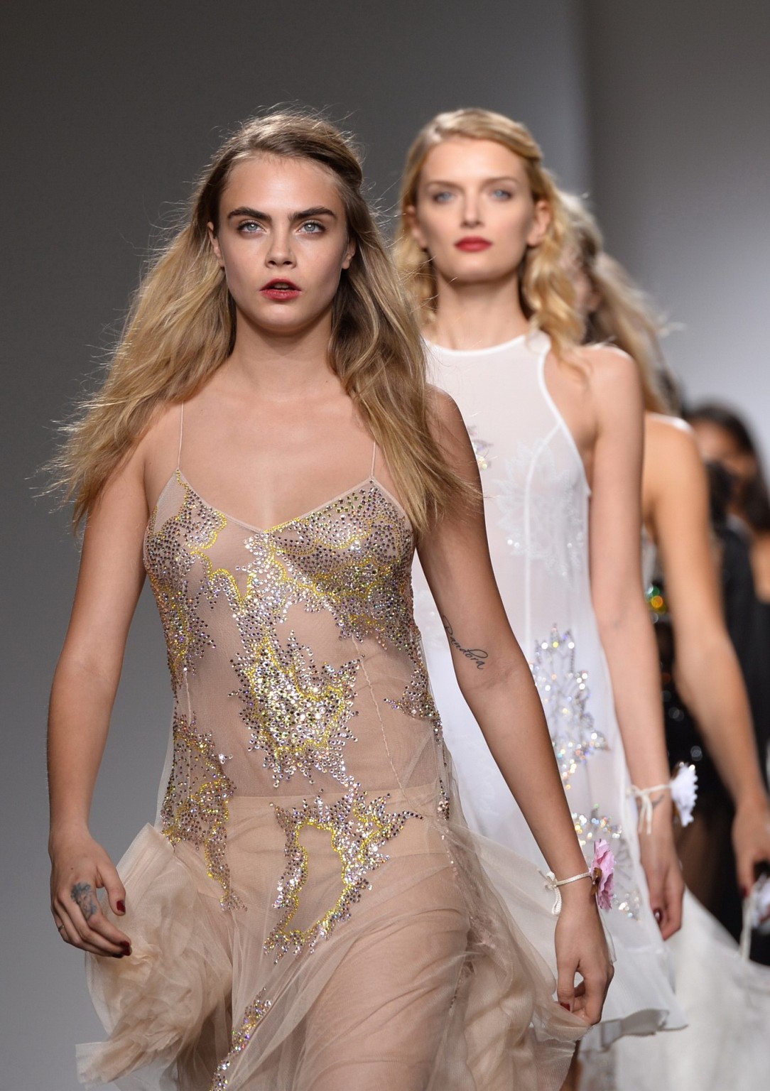 Cara Delevingne see through to panties at the Topshop Unique show during London  #75185579