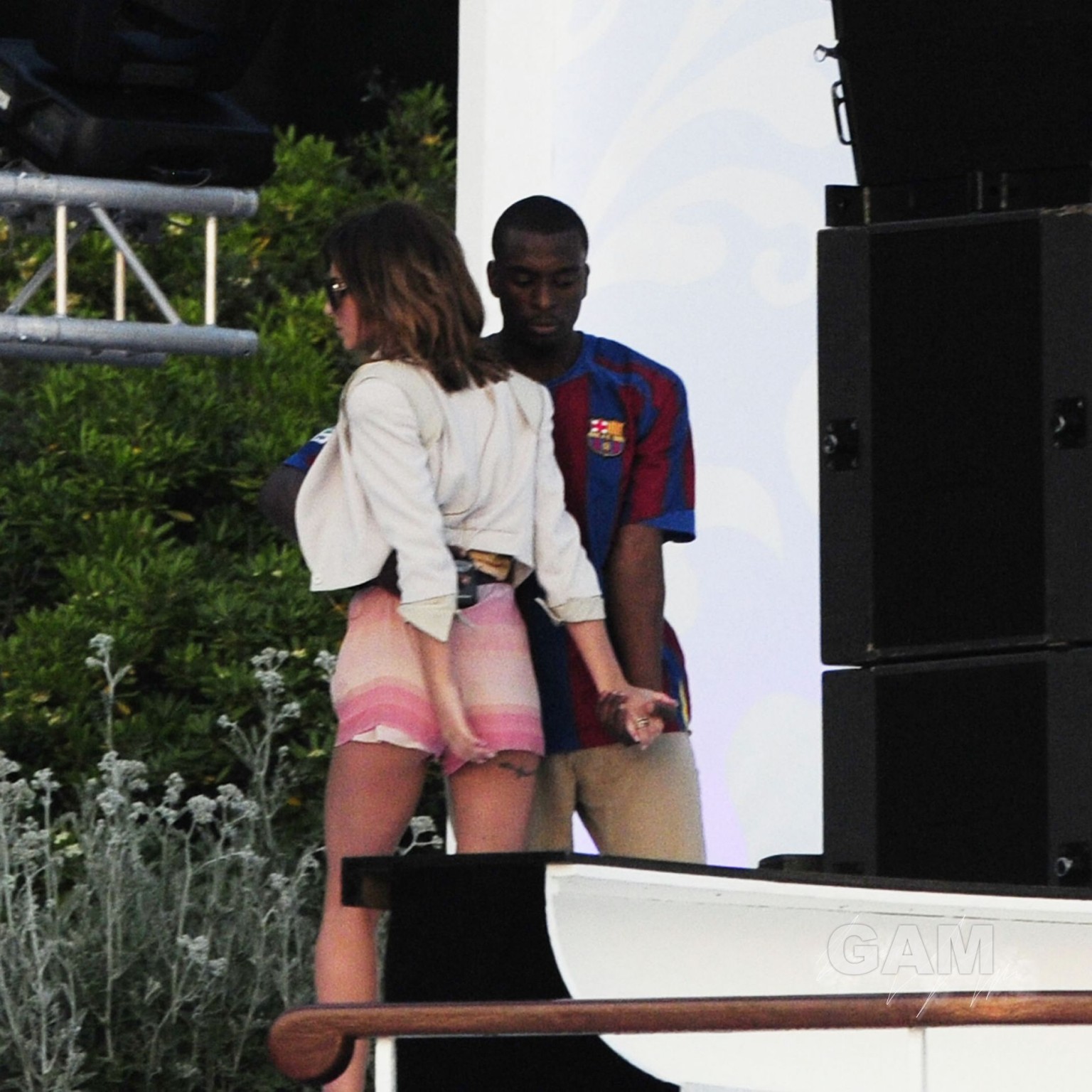 Cheryl Tweedy showing off her ass in shorts at the soundcheck at Hotel De Cap in #75326221